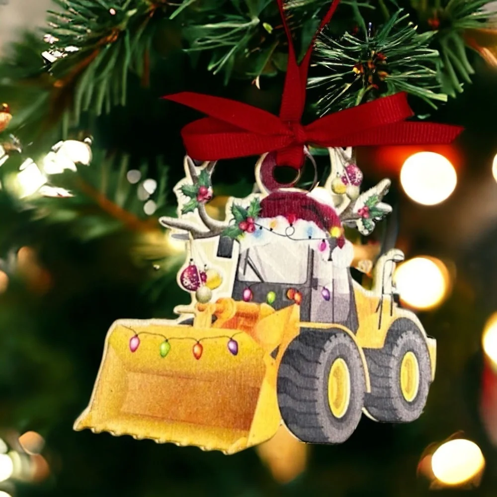 New Christmas Front Loader Truck Ornament - Handmade & Personalized